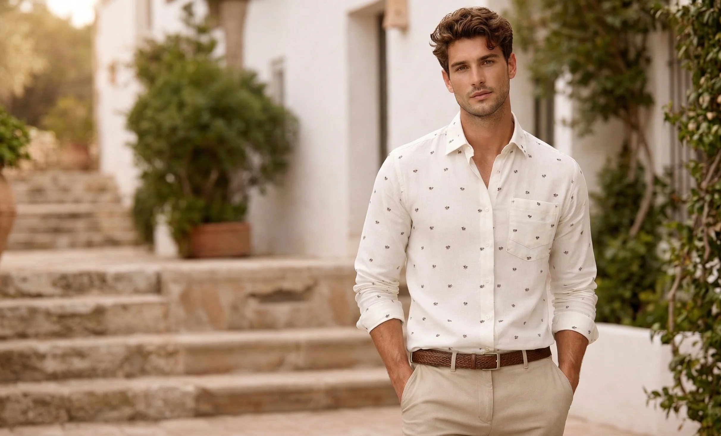 100% Cotton Long Sleeve White Printed Business Shirt For Men (M-4XL)